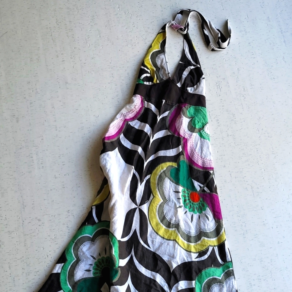 Colorful floral linen maxi dress by DEPT